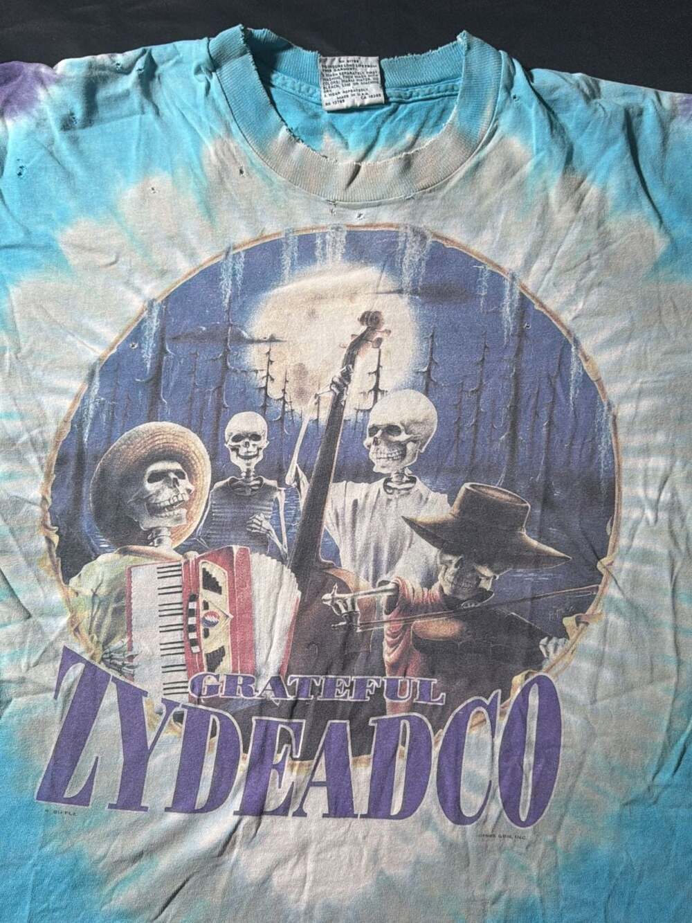 Rare '95 Spring Tour, Greatful Dead, T- Shirt, Grateful Zydeadco, Liquid Blue - Picture 2 of 11